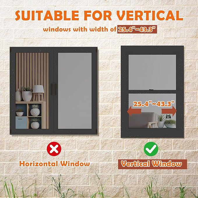 MAGIC UNION Window Catio for Indoor Cats, Cat Catio Outdoor Enclosure Window Box Perch w/Side Mosquito-Proof Wire Fits Double Hung Frames 25.4" to 43.3" Wide, Sunbathing Napping Overlooking (Black)