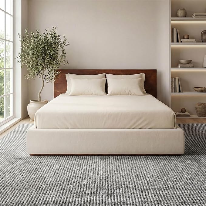 Bedsure 5x7 Faux Wool Area Rugs for Living Room, Machine Washable Carpet, Non-Slip Backing, Pet Friendly Throw Rug for Bedroom Dining Room, Gray