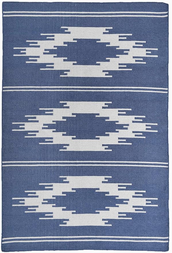 Fab Habitat Machine Washable Area Rug - Hand Woven, Stain Resistant, Pet Friendly, Reversible - Premium Recycled Polyester Yarn - Ikat - Kitchen, Bathroom,Laundry Room - Madison - Navy/Gray - 3 x 5 ft