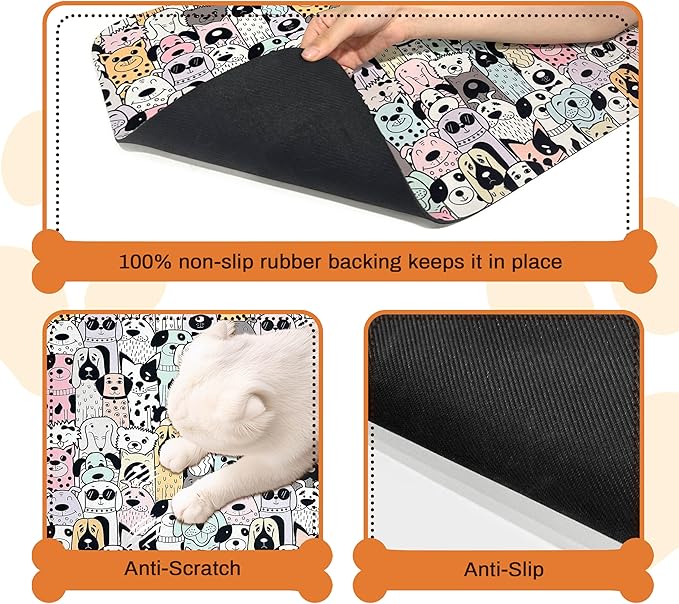 Pet Feeding Mat for Floors Waterproof Dog Mat for Food and Water Absorbent Quick Dry Non Slip mat for Cat Bowls