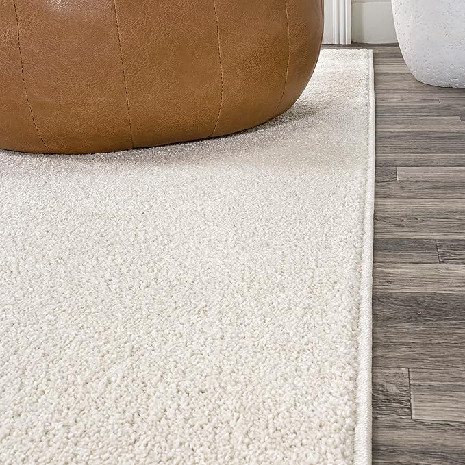 JONATHAN Y Haze Solid Low-Pile Cream 7x7 Square Indoor Area Rug, Coastal,Bohemian,Minimalist,Classic, Easy-Cleaning for Living Room,Bedroom,Kitchen,Pet Friendly,Non-Shedding (SEU100T-7SQ)