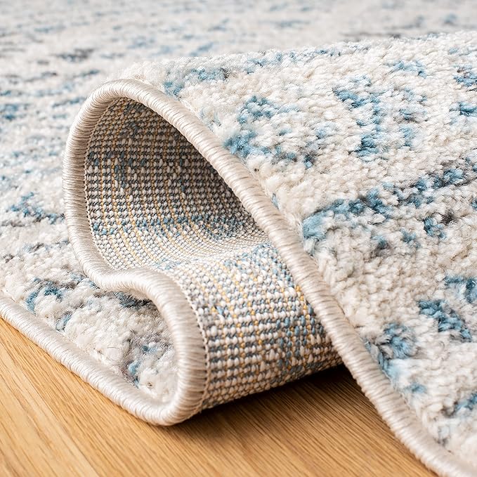 SAFAVIEH Tulum Collection Runner Rug - 2' x 21', Ivory & Turquoise, Moroccan Boho Tribal Design, Non-Shedding & Easy to Clean, Ideal for Living Room, Hallway, Foyer, Bedroom (TUL272E)