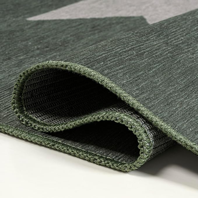 JONATHAN Y Machine Washable Runner Rug 2X8 Dark Green/Light Gray, Chayton Minimalist Geometric for Living Room, Bedroom, Kitchen, Office, Easy-Cleaning, Pet-Friendly, Non-Shedding WSH110C-28