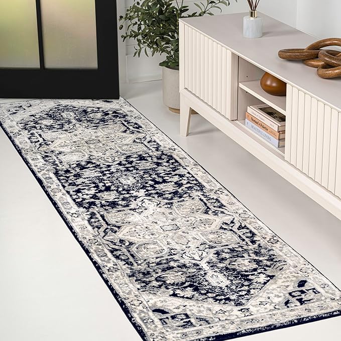 JONATHAN Y Vintage Medallion Indoor Runner Rug 2X8 Black/Ivory, Modern Boho for Living Room, Bedroom, Kitchen, Office, Easy-Cleaning, High Traffic, Pet-Friendly, Non-Shedding MDP106F-28