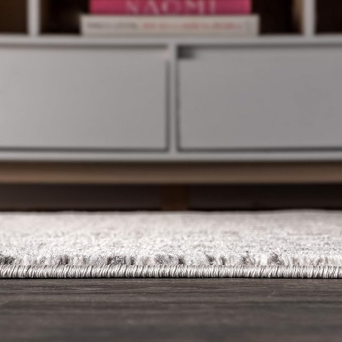 JONATHAN Y Boho Vintage Diamond Cream/Gray Round Area Rug 7 ft, Moroccan Hype for Living Room, Bedroom, Kitchen, Office, Easy-Cleaning, High Traffic, Pet-Friendly, Non-Shedding (MOH101B-7R)
