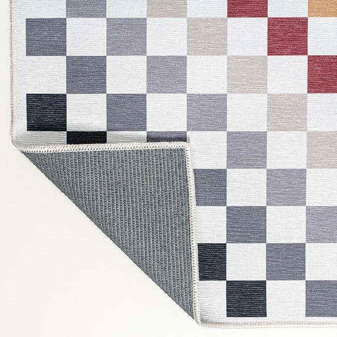 JONATHAN Y Machine Washable Multi-Colored Runner Rug 2X8 ft, Ainsley Modern Cottage Checkerboard for Living Room, Bedroom, Kitchen, Office, Easy-Cleaning, Pet-Friendly, Non-Shedding WSH126D-28