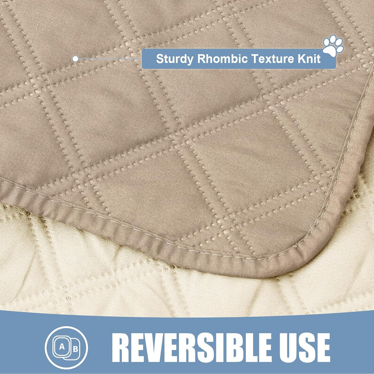 Smiry Waterproof Reversible Pet Couch Covers for Dogs Pet Friendly, Soft Fabric, Washable Sofa Furniture Protector for Dogs Cat Kids, Checkered (68"x82", Taupe/Beige)
