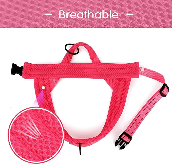 Didog No Pull Dog Harness with Soft Mesh Padded,Reflective & Quick Fit Light Weight Dog Strap Vest Harness,Easy for Walking Training (S:Chest 18-22", Pink)