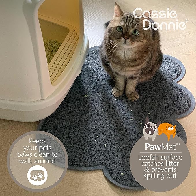 Cassie Donnie Dog and cat Feeding mat.Pet mat for Food and Water Bowls. Flexible Soft Non-Toxic Waterproof Rug. Non-Slip Back on Floor.Easy to Clean.Roll up to Store.