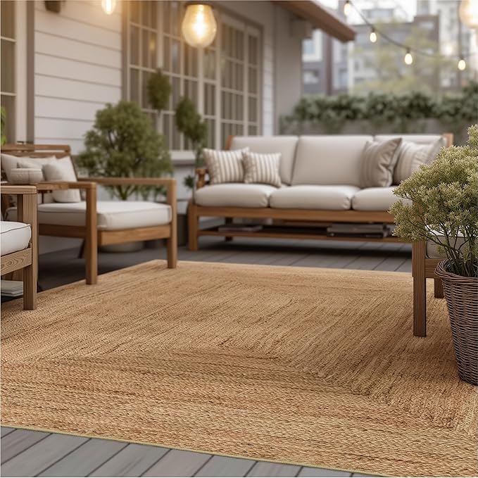 Bedsure 3x5 Printed Jute-Look Rug for Living Room, Machine Washable Rugs, Jute-Look Rug, Non-Slip Backing, Non-Shedding