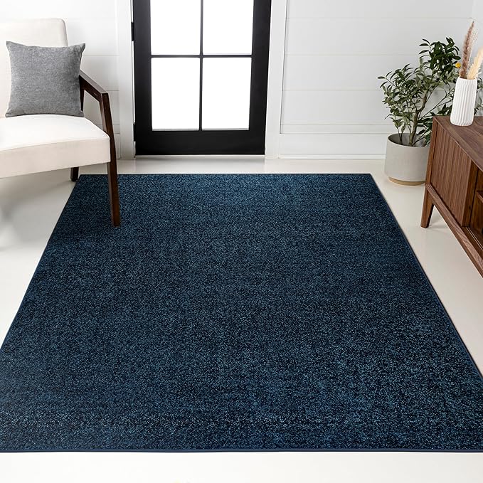 JONATHAN Y Haze Solid Low-Pile Navy Indoor Area Rug 4x6, Coastal,Bohemian,Minimalist,Classic, Easy-Cleaning for Living Room,Bedroom,Kitchen,Pet Friendly,Non-Shedding (SEU100C-4)