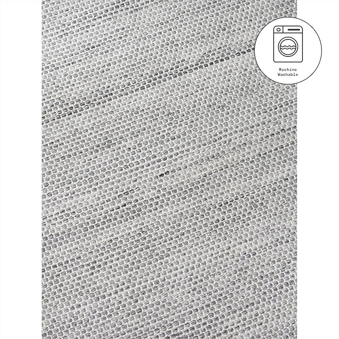 Fab Habitat Machine Washable Area Rug - Hand Woven, Stain Resistant, Pet Friendly - Premium Recycled Polyester Yarn - Solid - Kitchen, Bathroom, Laundry Room - Kingscote - Gray - 3 x 5 ft