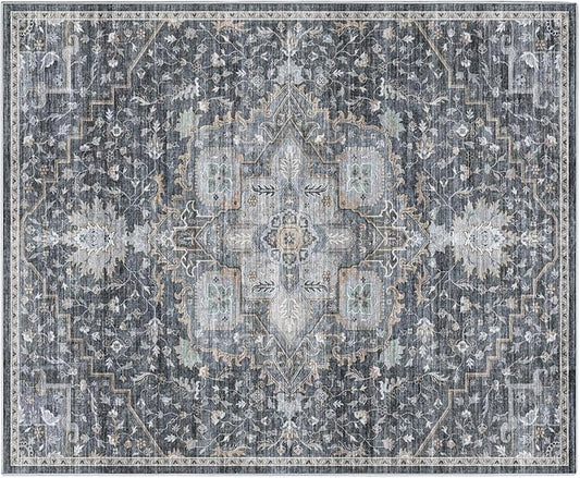 AMADA HOMEFURNISHING 5x7 Area Rugs, Washable Living Room Rug Low-Profile with Non-Slip Backing & Durable Edge Binding, Vintage 5x7 Rugs for Living Room, Bedroom, Dinning Room