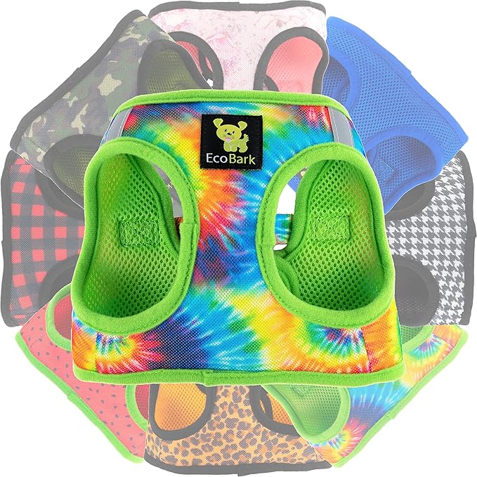 EcoBark Step in Dog Harness - Soft Mesh Dog Vest Harnesses for Puppies and Small Dogs - Reflective and Adjustable No Pull and No Choke Halter Harness - Mesh Comfort Padded Body Harness (Tie-Dye, XS)