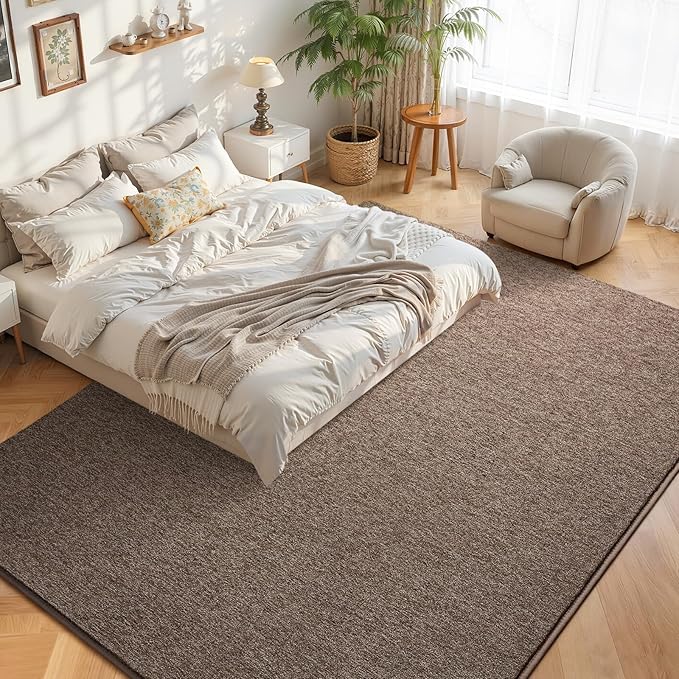 DweIke Rugs for Bedroom Living Room, 4x6 ft Brown Area Rug, Washable Memory Foam Indoor Carpet, Modern Non-Slip Ultra Soft Carpets for Kids Boys Girls Adults Nursery Dorm Home Decor