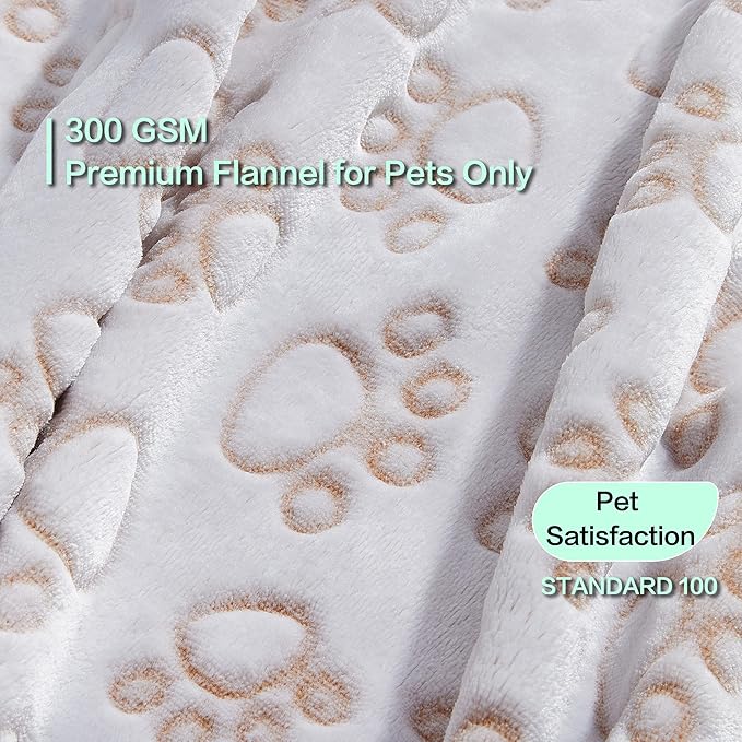 Stuffed Small Beige Premium Soft Dog Blanket, with Flannel Beige Cute Paw Print, 24 * 32 inches, Cat Blanket Puppy Supplies Poodle‌ Dog Products Stuff Essentials