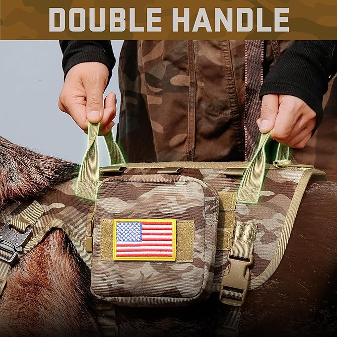 Forestpaw Dog Harness Medium Sized,Tactical Dog Harness with Handle,No Pull Military Style Service Dog Vest with Pockets Adjustable for Medium Large Dogs,Camouflage Brown,Chest 19.5-41.5"
