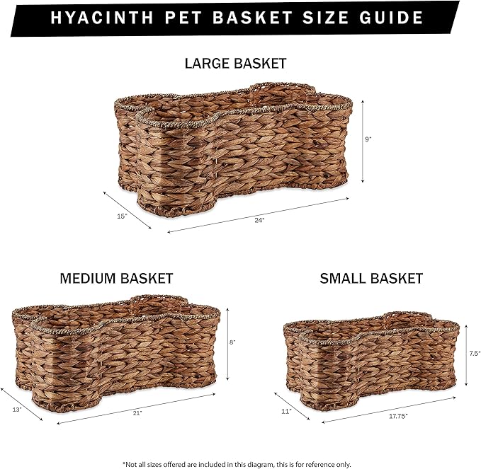 Bone Dry Pet Storage Collection, Bone Shape Hyacinth Toy Basket, Natural, Large - 24x15x9"