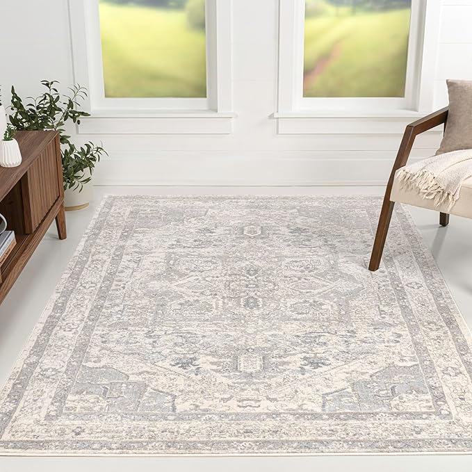 JONATHAN Y Vintage Medallion Indoor Area Rug 3X5 Cream/Light Gray, Modern Boho for Living Room, Bedroom, Kitchen, Office, Easy-Cleaning, High Traffic, Pet-Friendly, Non-Shedding MDP106E-3