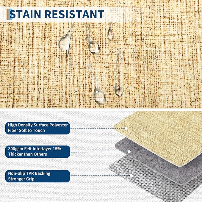 Washable Runner Rug 2x6 Modern Solid Color Kitchen Runner Mat Minimalist Plain Long Runner Rug for Entryway Bedroom Bedside Non Slip Low Pile Boho Accent Solid Runner Rugs for Nursery, Tan 2'x6'