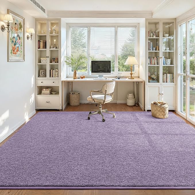 DweIke Rugs for Bedroom Living Room, 4x6 ft Purple Area Rug, Washable Memory Foam Indoor Carpet, Modern Non-Slip Ultra Soft Carpets for Kids Boys Girls Adults Nursery Dorm Home Decor