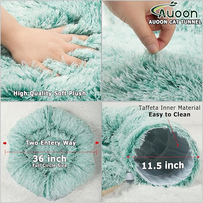AUOON Cat Tunnel Bed for Indoor Cats - Circle Peekaboo Cat Cave with Washable Mat for Indoor Cats Kitten Kitty Puppy Rabbit Ferret (Light Pink)