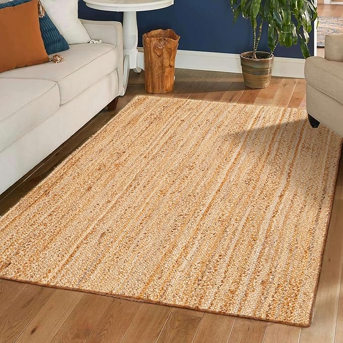 Hausattire Hand Woven Jute Braided Rug, 3'x5' ??Natural, Reversible Boho Entry Area Rugs for Kitchen, Living Room I Farmhouse Indoor Outdoor Decorative Floor Rug, 36x60 Inches