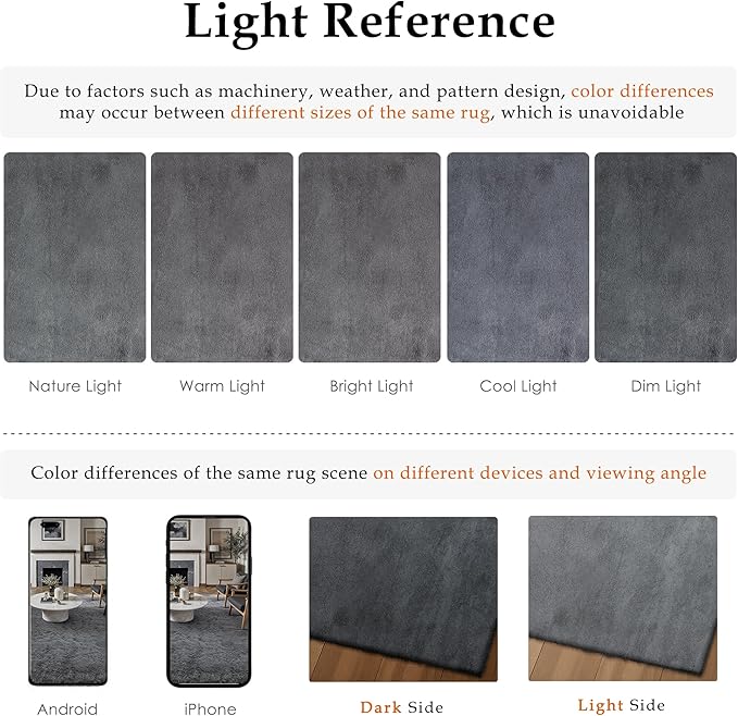 5x8 Area Rug for Living Room, Modern Grey Super Shag Shaggy Soft Washable Indoor Fuzzy Carpet Non-Slip Fluffy Rugs for Bedroom Home Aesthetic Decor