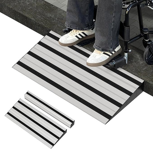 5" Rise Modular Threshold Ramp for Doorways, Stable Wheelchair Ramp for Home Steps, Aluminum Door Ramp and Curb Ramp for Scooters, Power Chairs, Cars, 1100LBS Load Capacity