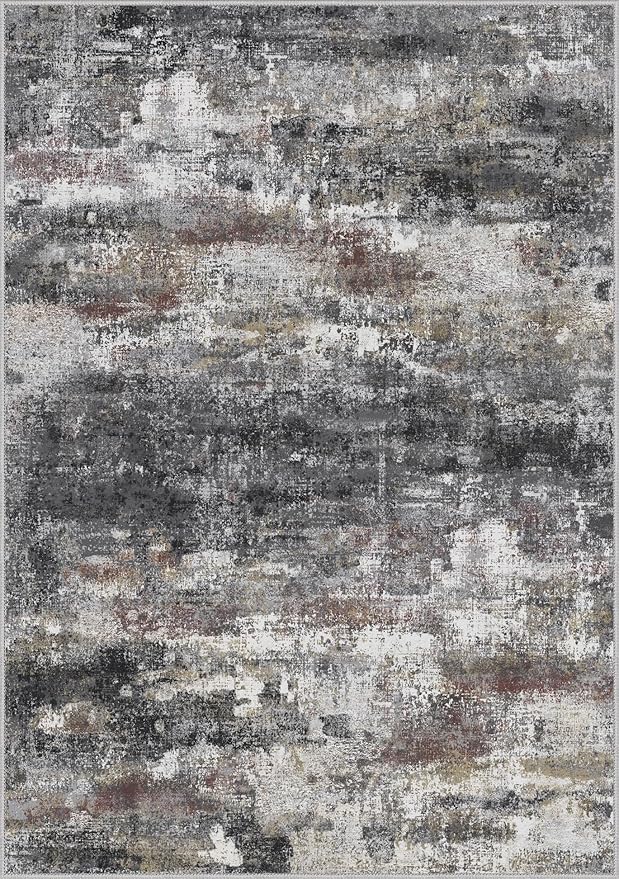 Area Rugs 6x9 for Living Room Bedroom, Modern Abstract Machine Washable Soft Dark Gray Rug, Floor Carpet with Non Slip Backing for Dining Room