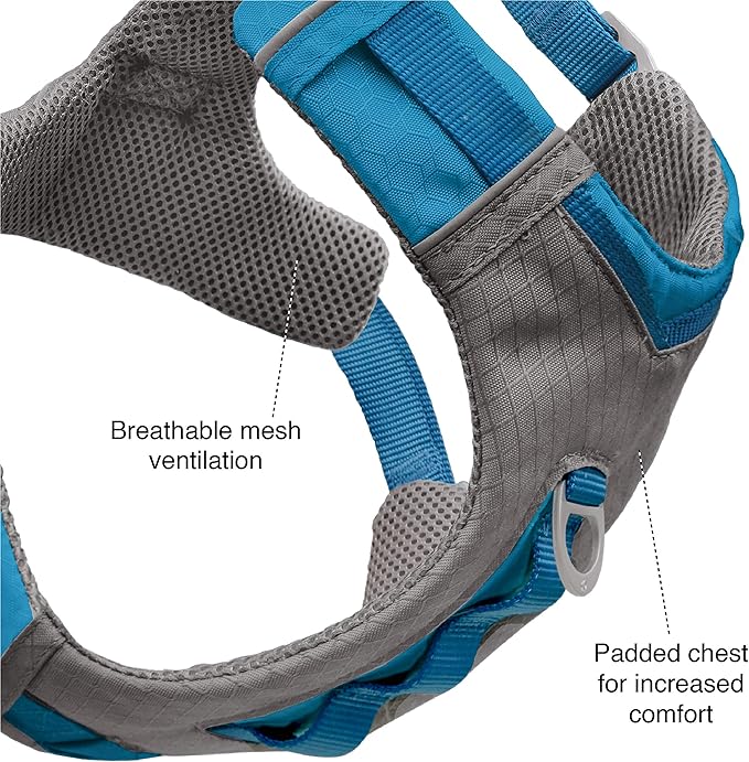Kurgo Journey Air Dog Harness - Secure Fit for Active Dogs - Padded Chest - Lightweight Ripstop Fabric - Breathable Mesh - Reflective Trim - Back Assist Handle - Coral - Large