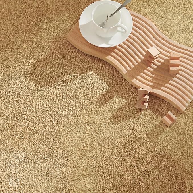 jinchan Solid Plush Runner Rug 2x5 Performance Shaggy Washable Hallway Rug Soft Modern Faux Wool Cozy Non Slip Carpet for Bedroom Laundry Room Living Room Kids Nursery Tan