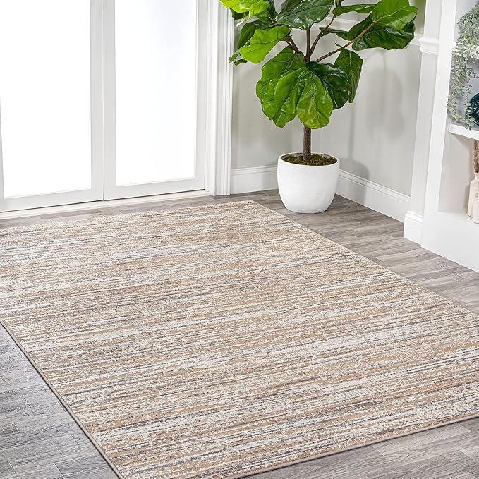 JONATHAN Y Loom Strie' Beige/Gray Indoor Area Rug 3X5 ft, Modern for Living Room, Bedroom, Kitchen, Office, Easy-Cleaning, High Traffic, Pet-Friendly, Non-Shedding SOR200D-3