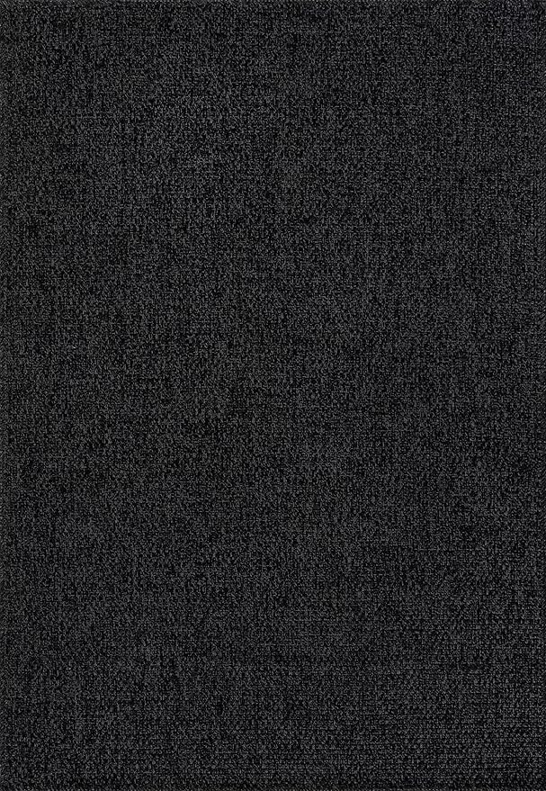 CAMILSON Easy Jute Rug 6x9, Indoor Outdoor Dark Gray Black Farmhouse Area Rugs for Living Room Patio and Kitchen Rug, Solid Boho Woven Design, Easy-Cleaning, Washable Outside Carpet Alfombras (6 x 9)