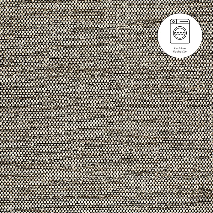 Fab Habitat Machine Washable Area Rug - Hand Woven, Stain Resistant, Pet Friendly - Premium Recycled Polyester Yarn - Solid - Kitchen, Bathroom - Kingscote - Black & Beige - 2 x 3 ft