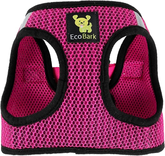 EcoBark Step in Dog Harness - Eco-Friendly Teacup Dog Harnesses for XXS, XS, and Small Dogs - Reflective and Adjustable Mini Body Halter Vest -Tiny Soft Mesh Toy Breed Harness (Fuchsia Pink, XXXS)