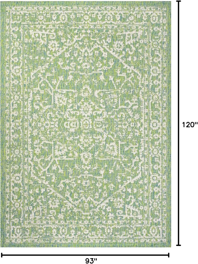 JONATHAN Y Boho Medallion Indoor Outdoor Area Rug 8X10 Cream/Green, Malta Textured Weave for Backyard, Patio, Porch, Easy-Cleaning, High Traffic, Pet-Friendly, Non-Shedding (SMB104F-8)