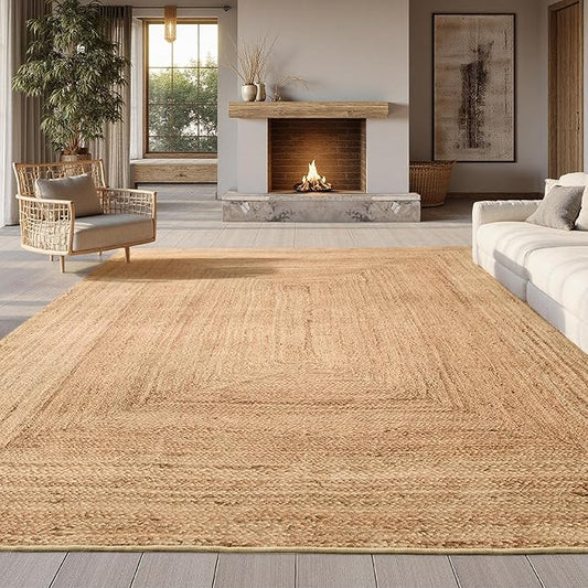 Bedsure 3x5 Printed Jute-Look Rug for Living Room, Machine Washable Rugs, Jute-Look Rug, Non-Slip Backing, Non-Shedding