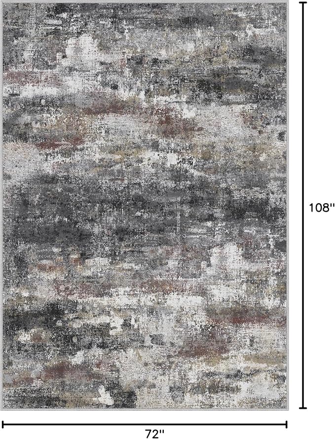Area Rugs 6x9 for Living Room Bedroom, Modern Abstract Machine Washable Soft Dark Gray Rug, Floor Carpet with Non Slip Backing for Dining Room