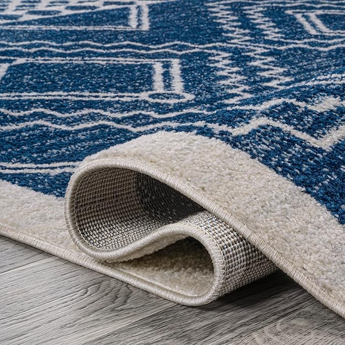 JONATHAN Y Amir Moroccan Beni Souk Navy/Ivory Indoor Area Rug, 5x8, Bohemian, Scandinavian, Easy-Cleaning for Living Room, Bedroom, Kitchen, Pet Friendly, Non-Shedding (MOH200D-5)