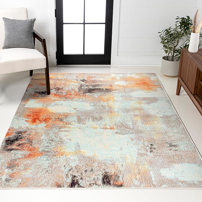JONATHAN Y Modern Abstract Vintage Cream/Orange Indoor Area Rug, 3x5, Contemporary POP, Transitional, Easy-Cleaning for Living Room, Bedroom, Kitchen, Pet Friendly, Non-Shedding (CTP104B-3)