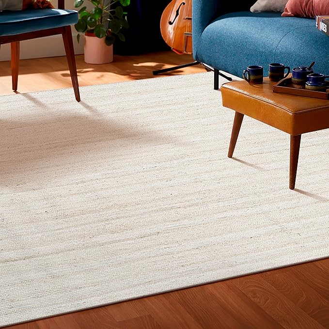 Hausattire Hand Woven Jute Braided Rug, 3'x5' ??Off White, Reversible Boho Entry Area Rugs for Kitchen, Living Room I Farmhouse Indoor Outdoor Decorative Floor Rug, 36x60 Inches