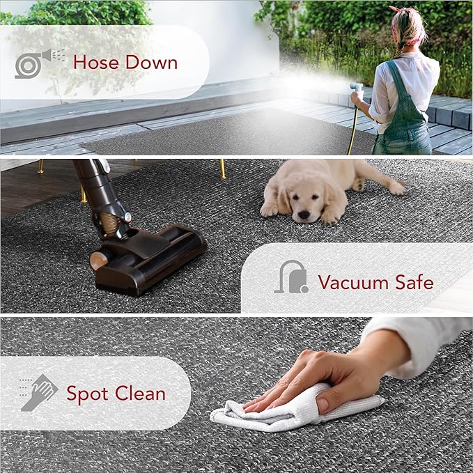 nuLOOM 2' x 12' Solid Hand Braided Indoor/Outdoor Area Rug, Pet-Friendly, High Traffic, Weather Resistant, for Patio, Balcony, Bedroom, Living, Dining Room, Wynn Charcoal