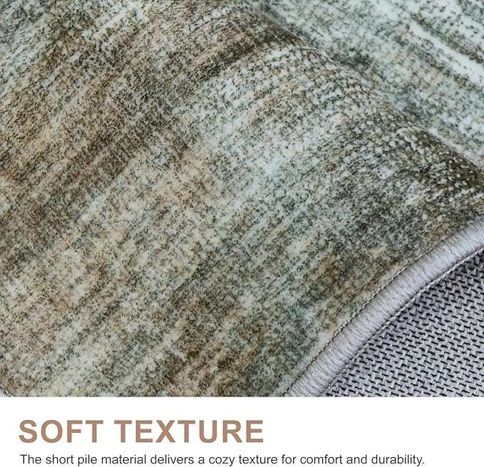 Bavni 5x7 Rug, Modern Machine Washable Rug Non-Slip, Soft Simple Lightweight Area Rug, Stain Resistant Rugs for Living Room, Bedroom, Dining Room, Granite Gray