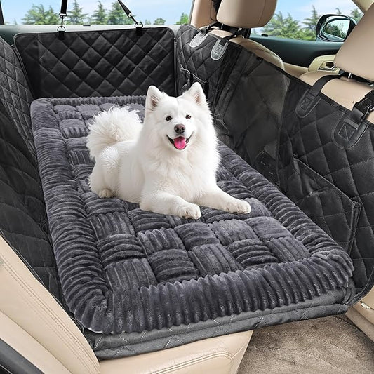 Dog Car Bed Mat, Non-Slip Backseat Extender Pet Blanket, Plaid Dog Bed for SUVs, Sedans & Trucks, Chew-Resistant Travel Pad for Dogs, Easy Clean & Scratch-Proof & Comfort (50"횞24.6") Gray
