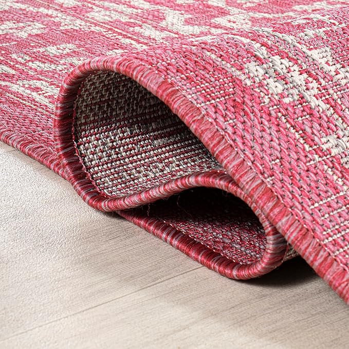 JONATHAN Y Boho Medallion Indoor Outdoor Area Rug 3X5 Fuchsia/Light Gray, Malta Textured Weave for Backyard, Patio, Porch, Easy-Cleaning, High Traffic, Pet-Friendly, Non-Shedding (SMB104E-3)