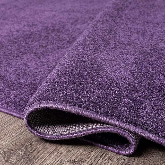 JONATHAN Y Haze Solid Low-Pile Purple 4x6 Oval Indoor Area Rug, Coastal,Bohemian,Minimalist,Classic, Easy-Cleaning for Living Room,Bedroom,Kitchen,Pet Friendly,Non-Shedding (SEU100N-4OV)
