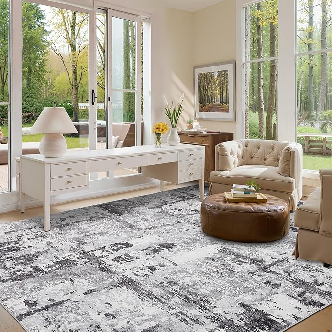 GarveeHome Large Area Rugs 9x12 for Living Room, Modern Abstract Washable Rug Soft Non Slip Floor Mat Carpet Indoor Thin Accent Rug for Bedroom Dining Room Playroom Nursery Home Decor