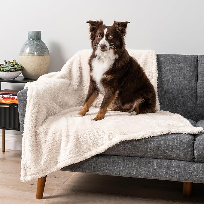 PetAmi Dog Blanket for Small Medium Dogs Beige, Fluffy Soft Puppy Blanket, Sherpa Fleece Cat Blanket for Kitten Doggie, Calming Pet Blanket Throw for Couch Sofa Bed Washable, Medium 29x40