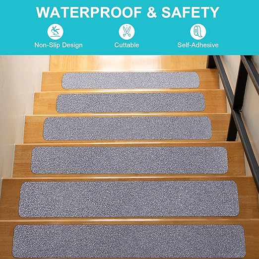 Qingluan Grip Tape, Anti Slip Tape Outdoor/Indoor Waterproof, Non Slip Tape for Stair Steps, Tread Staircases, Ramps, Skateboards (Grey Tape, 9.8" x 33Ft)